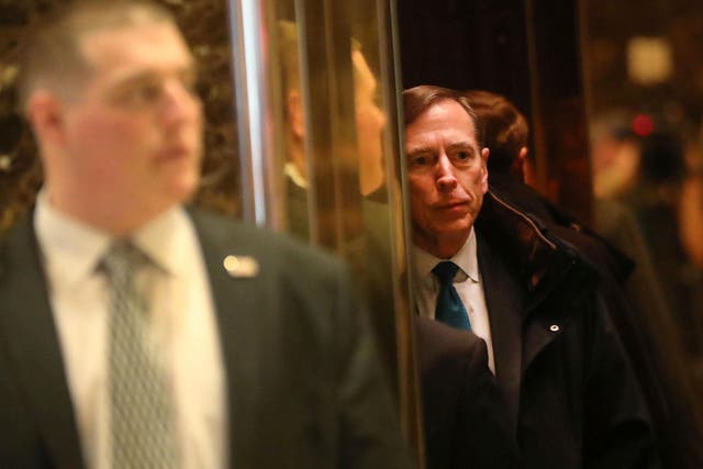 David Petraeus arrives to meet with President-elect Donald Trump at Manhattan's Trump Tower on Monday