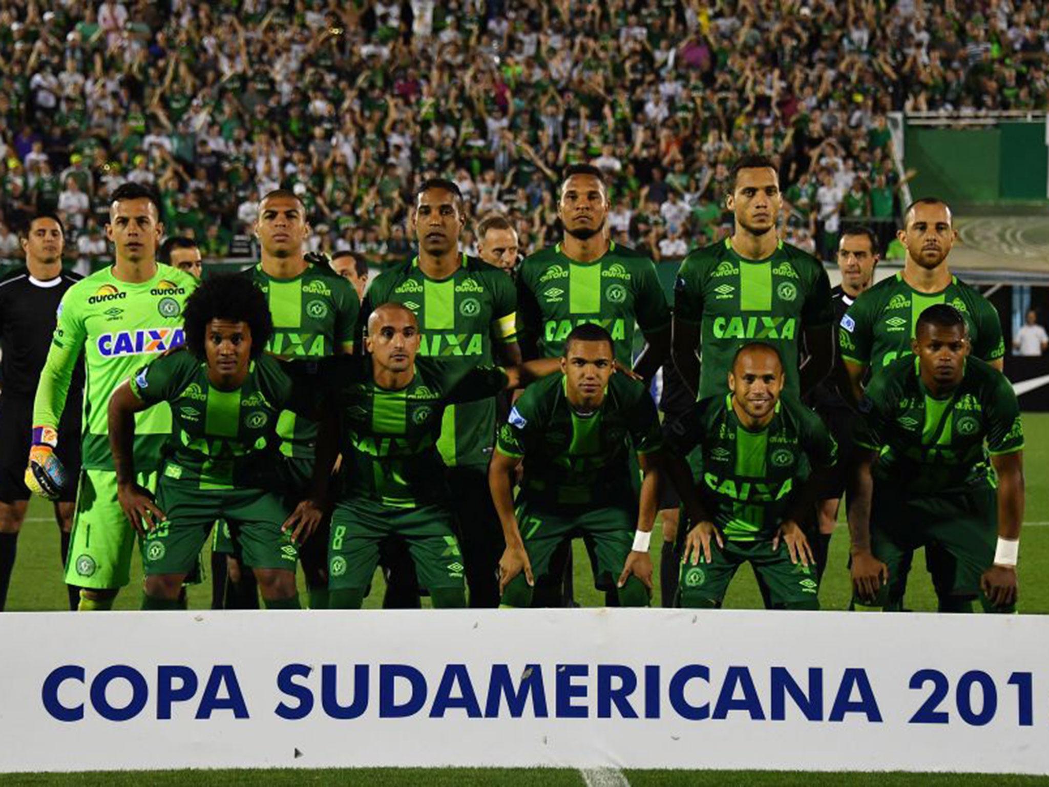 The Chapecoense squad pose for a picture ahead of their match against San Lorenzo last Wednesday