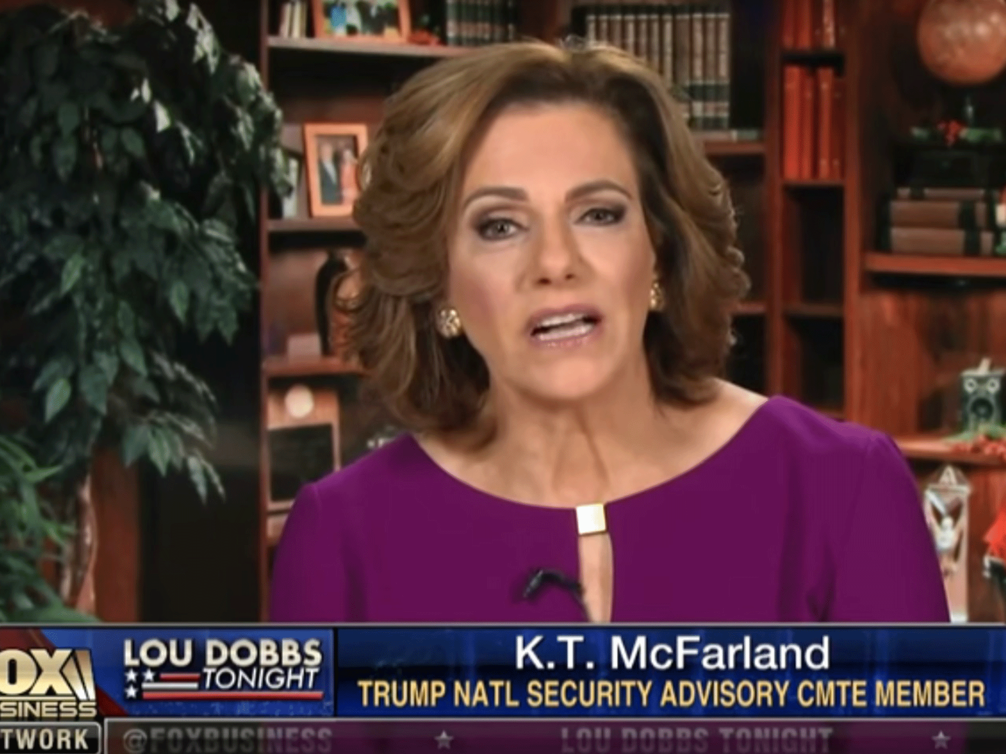 Ms McFarland’s strongest link to national security was talking about terrorism on Fox News