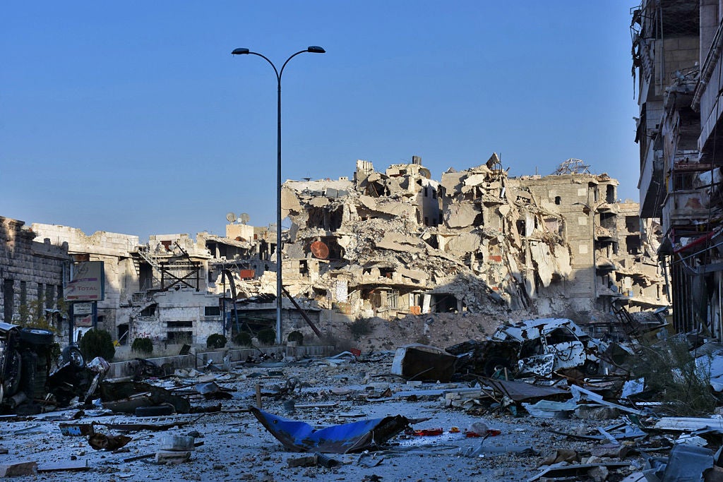 The Bustan al-Basha neighbourhood in east Aleppo has seen heavy destruction in the assault (AFP/Getty)