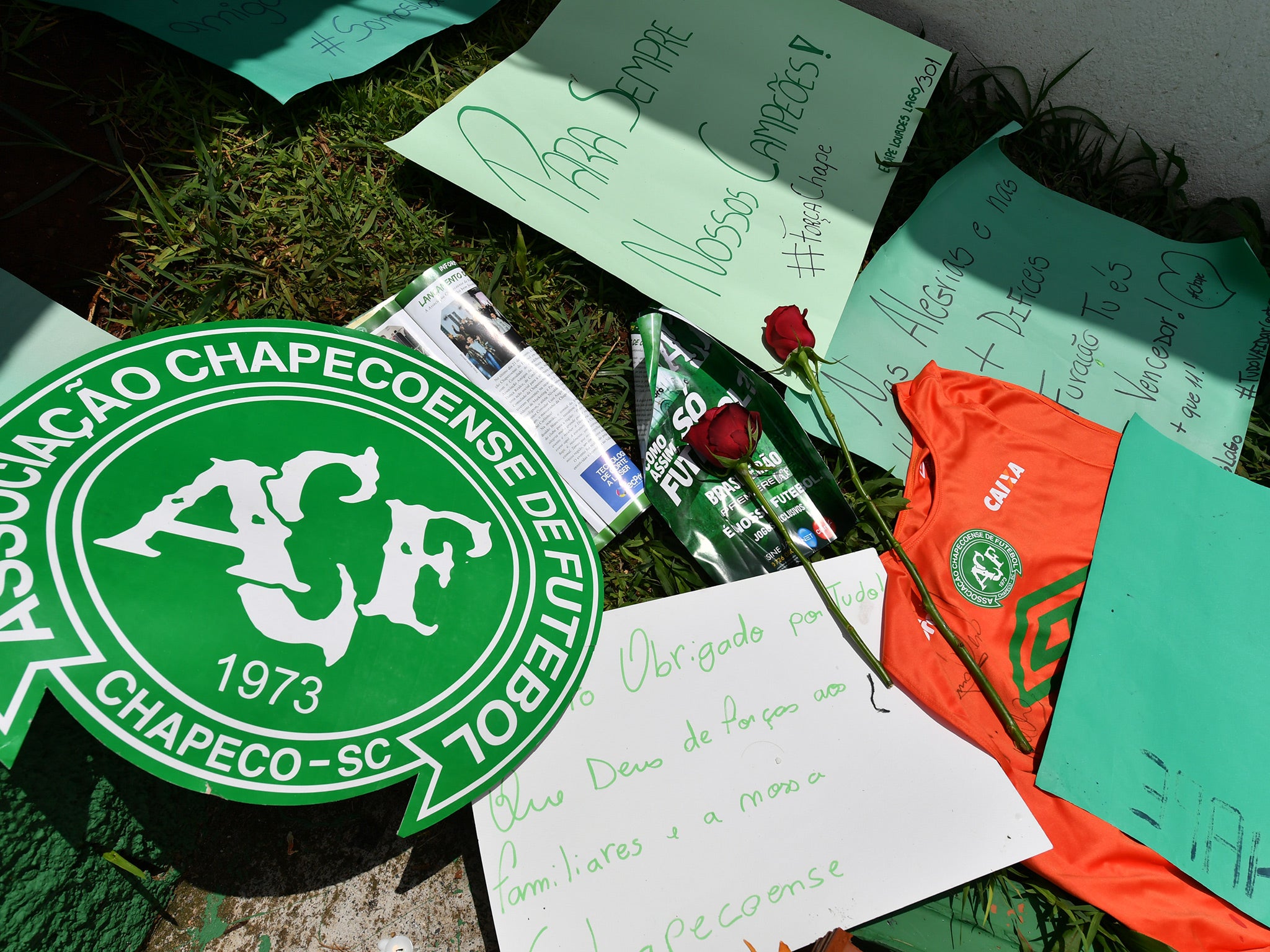 Flowers and condolences laid at Chapecoense's home ground