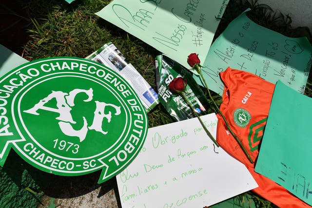Flowers and condolences laid at Chapecoense's home ground