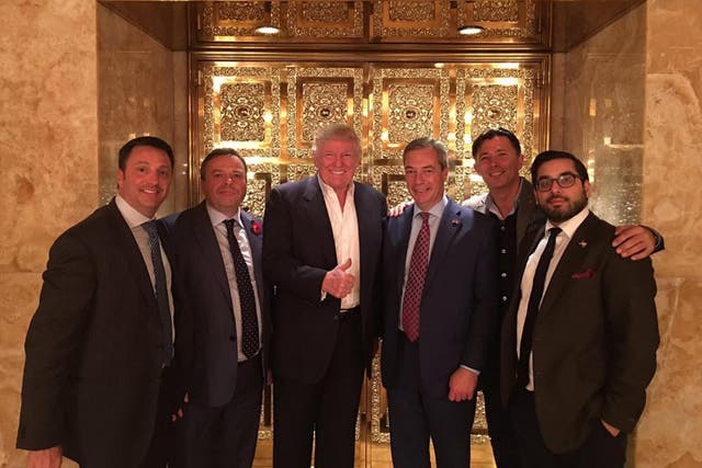 THAT photo, showing Arron Banks (second from left) and Andy Wigmore (second from right) outside Donald Trump's gold-plated front door Twitter/Leave.EU