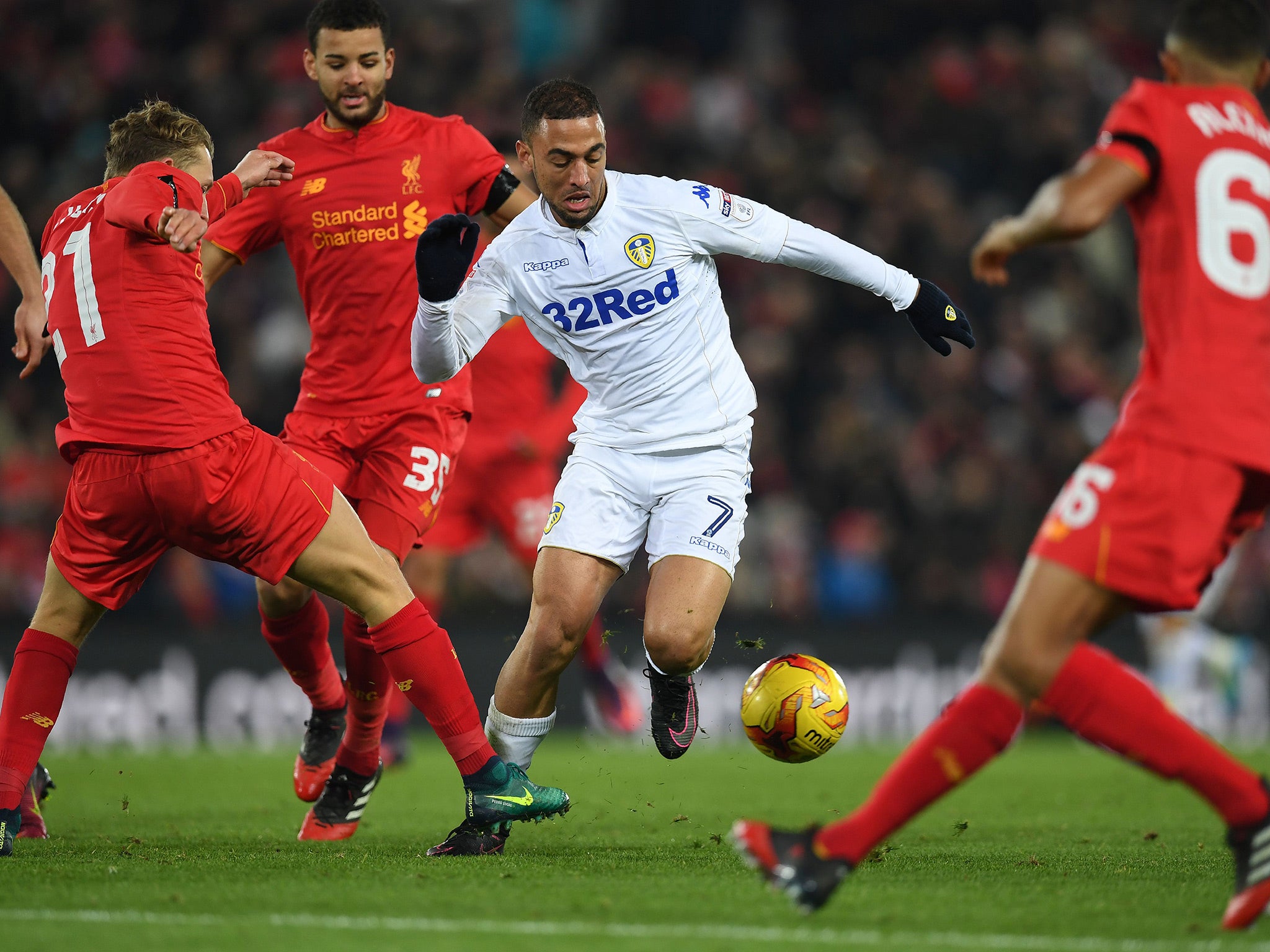 Roofe went close for Leeds but saw his effort strike the post and bounce out