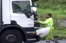 CCTV footage shows moment driver attacks lorry driver