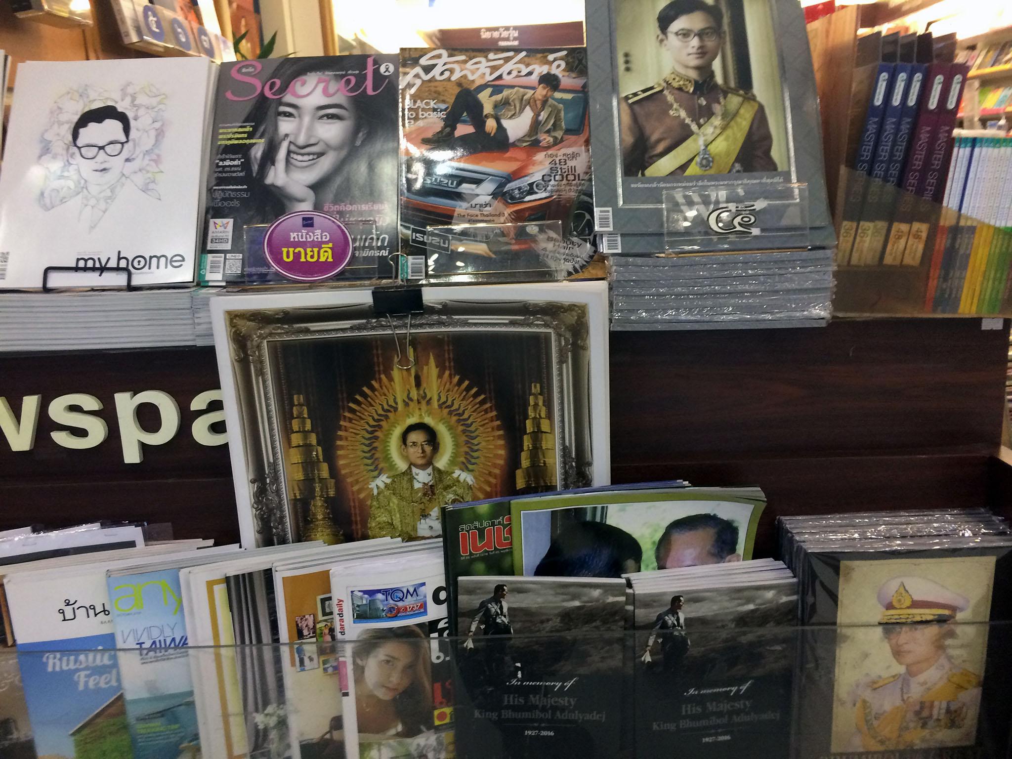 Most newspapers and magazines in Thailand are still printing King Bhumibol’s image on their front covers more than a month after his death