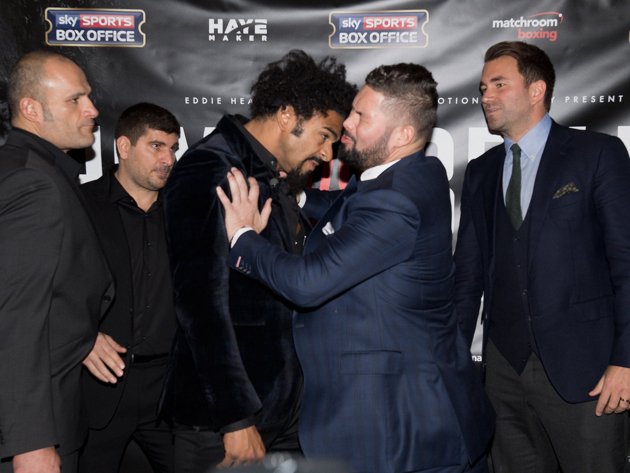 Haye thrusted his head into Bellew's face before the Evertonian pushed him back