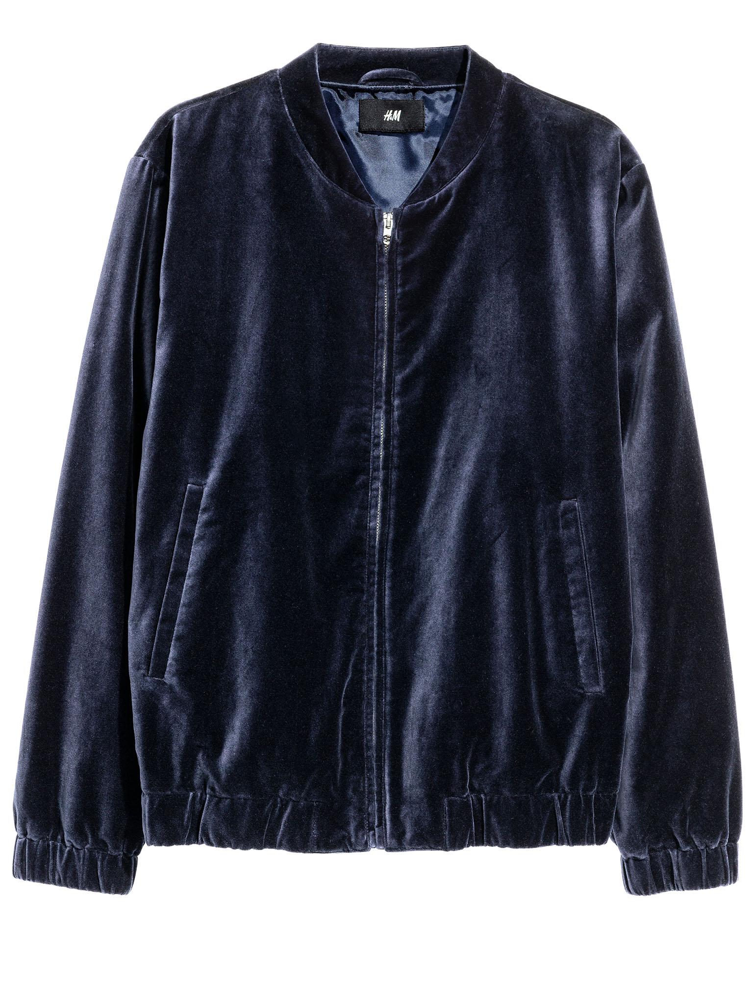 H&amp;M cotton velvet bomber jacket, £29.99, hm.com