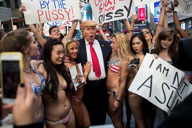 Donald Trump’s journey to the White House has seen a rise in semi-naked protests against his beliefs