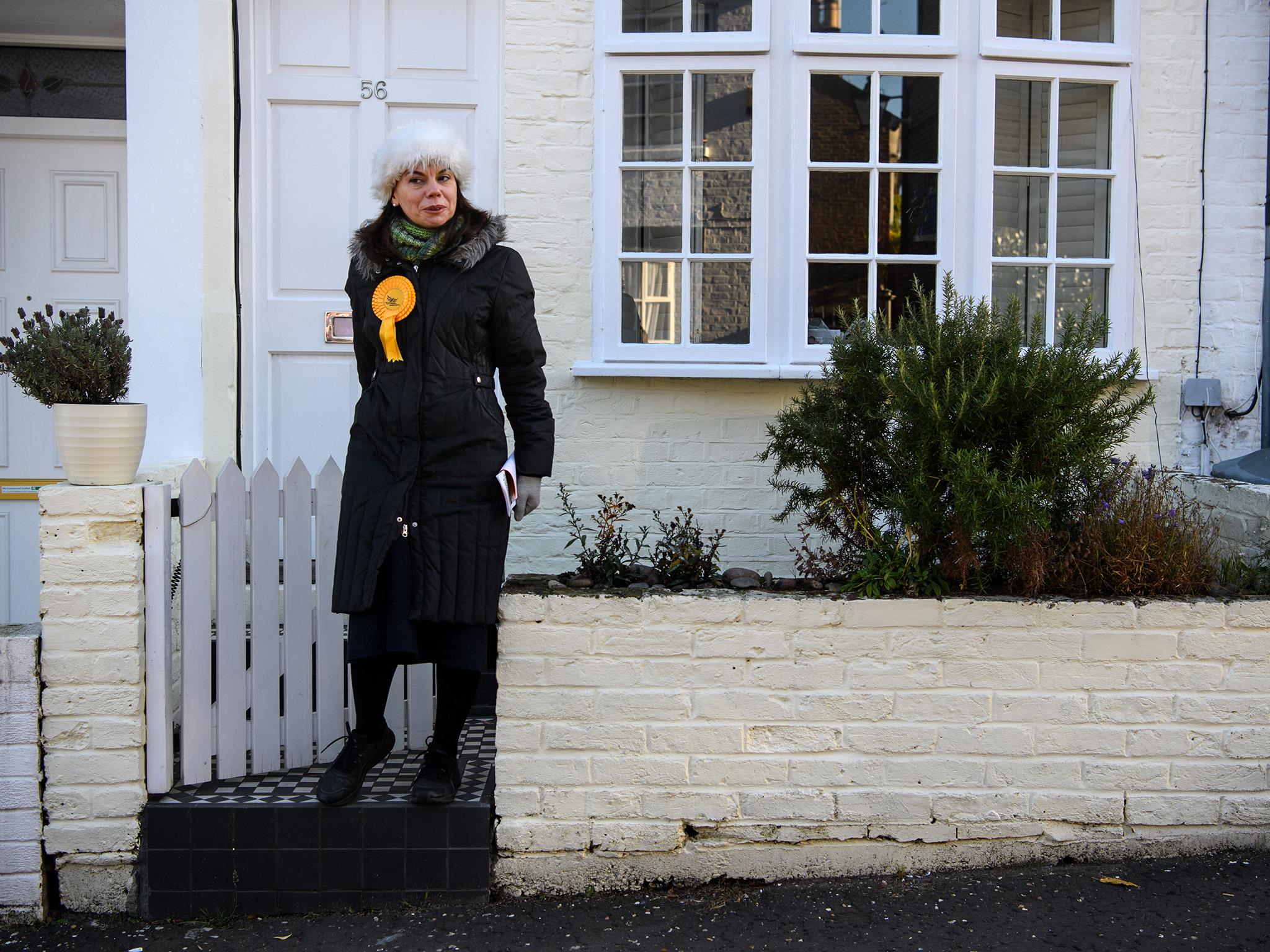 Liberal Democrat prospective parliamentary candidate, Sarah Olney, canvasses ahead of the Richmond Park and North Kingston by-election