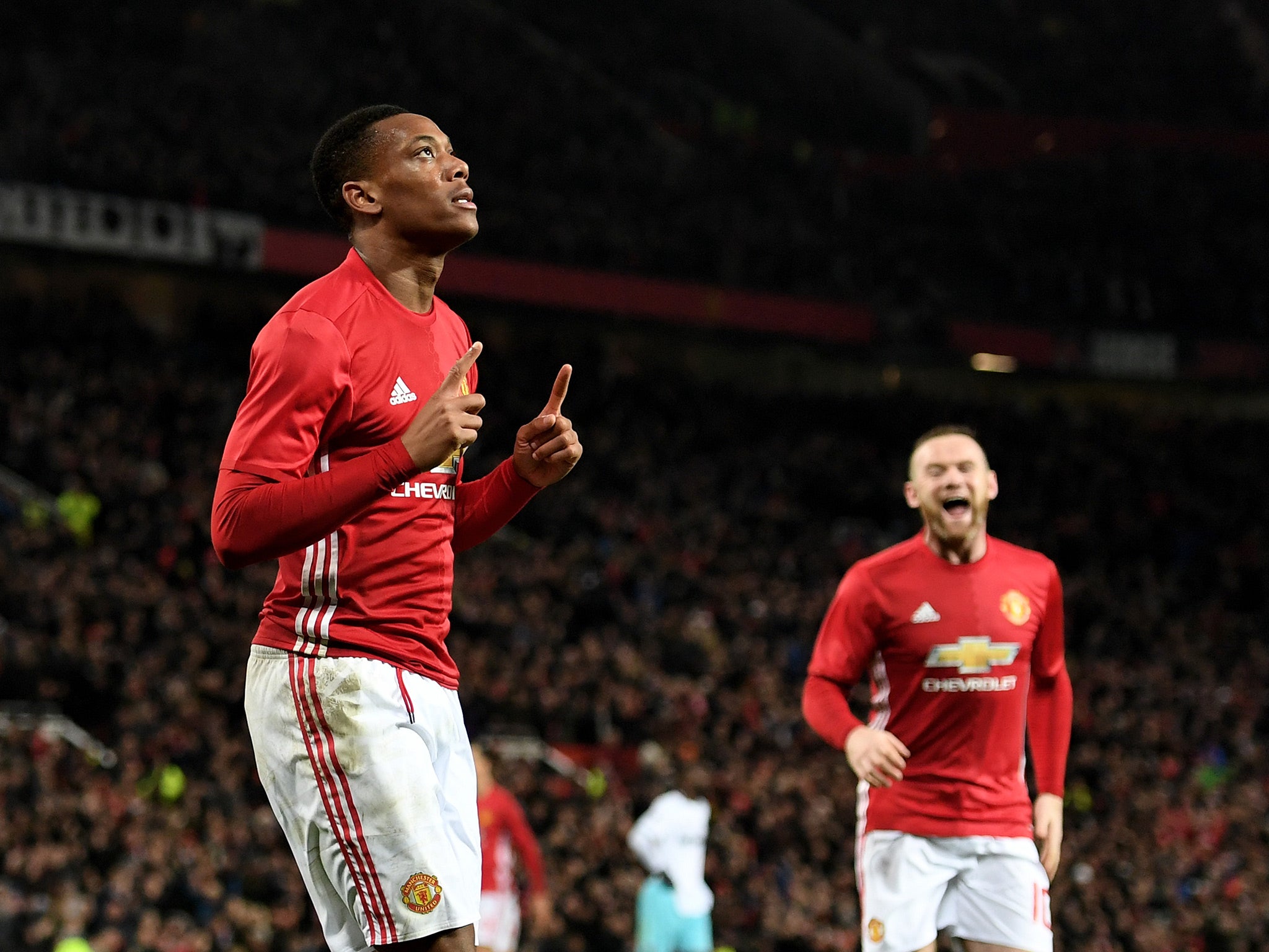 Martial doubled his tally for the season in one night, scoring twice on the night