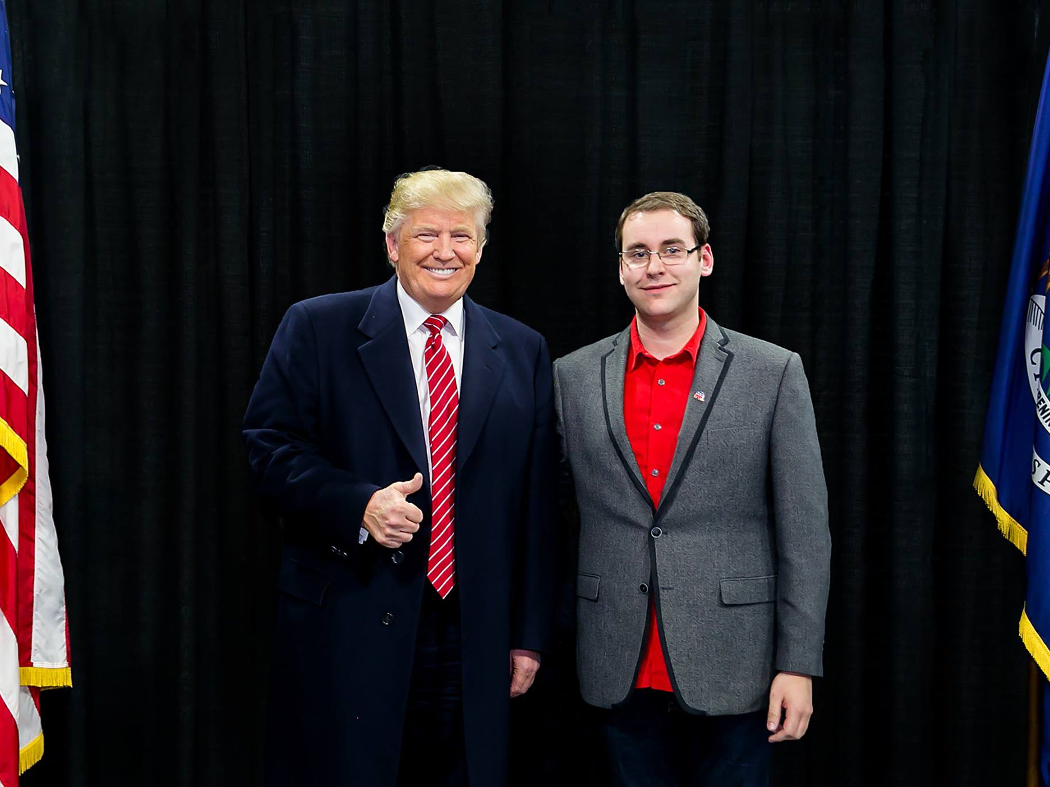 Brandon Hall standing with President-elect Donald Trump