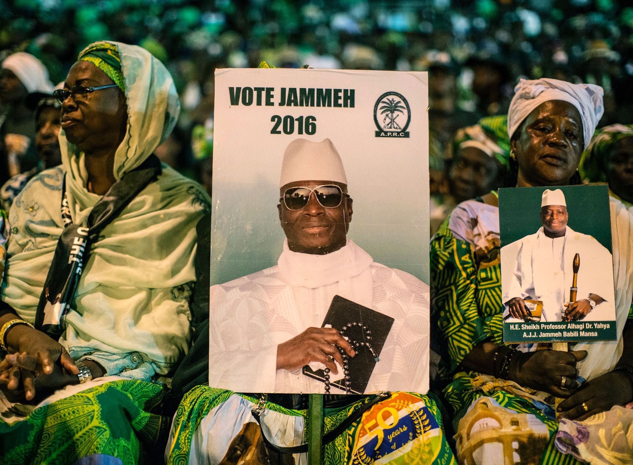 Supporters of Yahya Jammeh at a campaign rally during the election