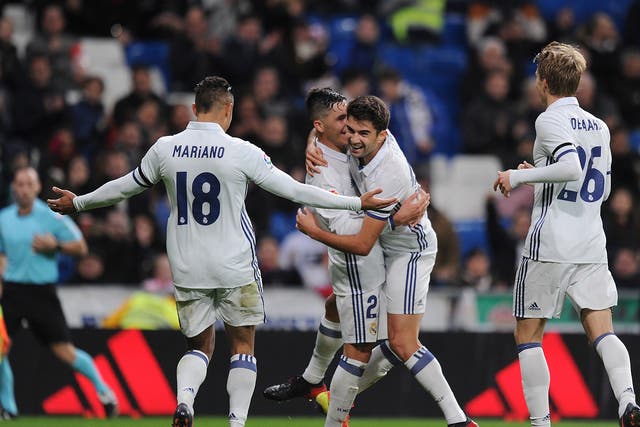 Enzo Zidane celebrates with his team-mates