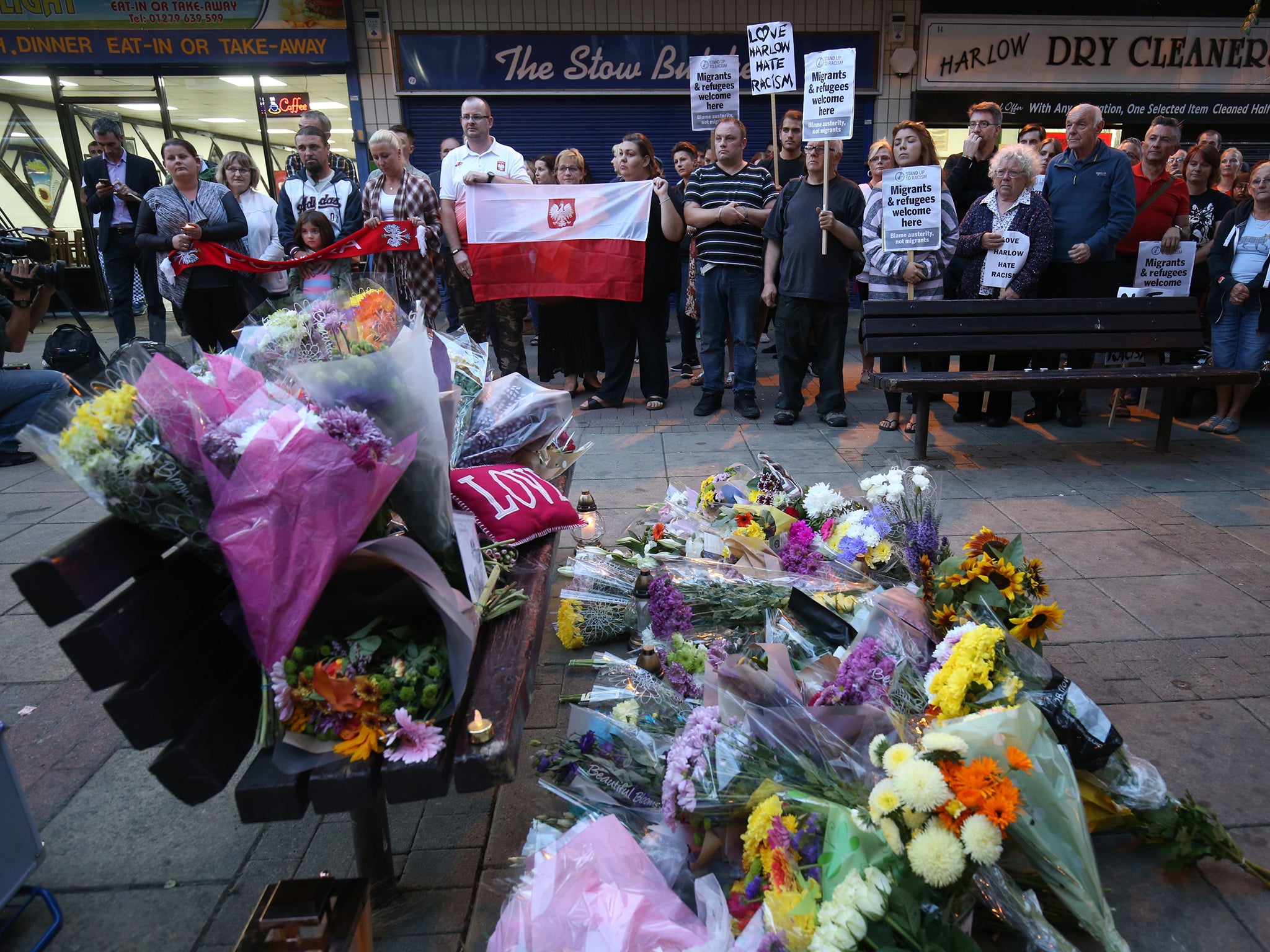 Floral tributes laid in Harlow following the attack in August