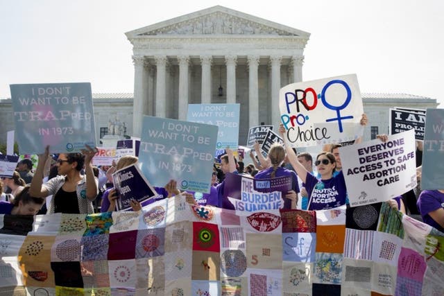  Pro-choice supporters rally outside the Supreme Court before the June 2016 court ruling in a case that imposed heavy restrictions on abortion clinics in Texas and was struck down EPA