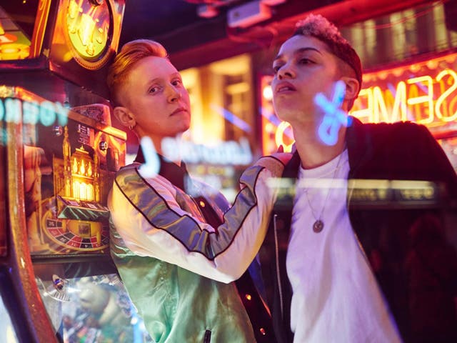 Neon beats: Sarah Nimmo and Reva Gauntlett front the electronic five-piece 