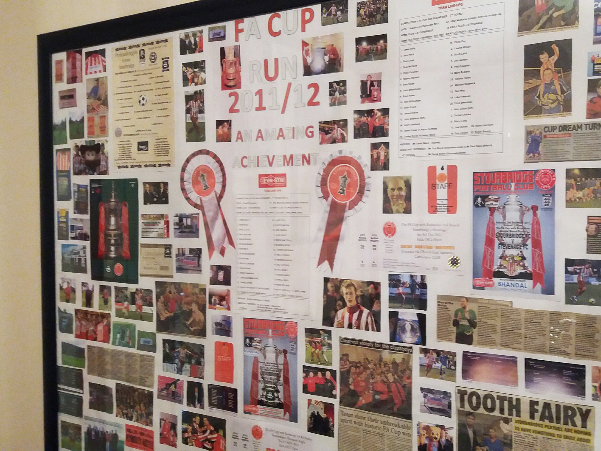 Stourbridge's 2011/12 FA Cup run is commemorated in the club house