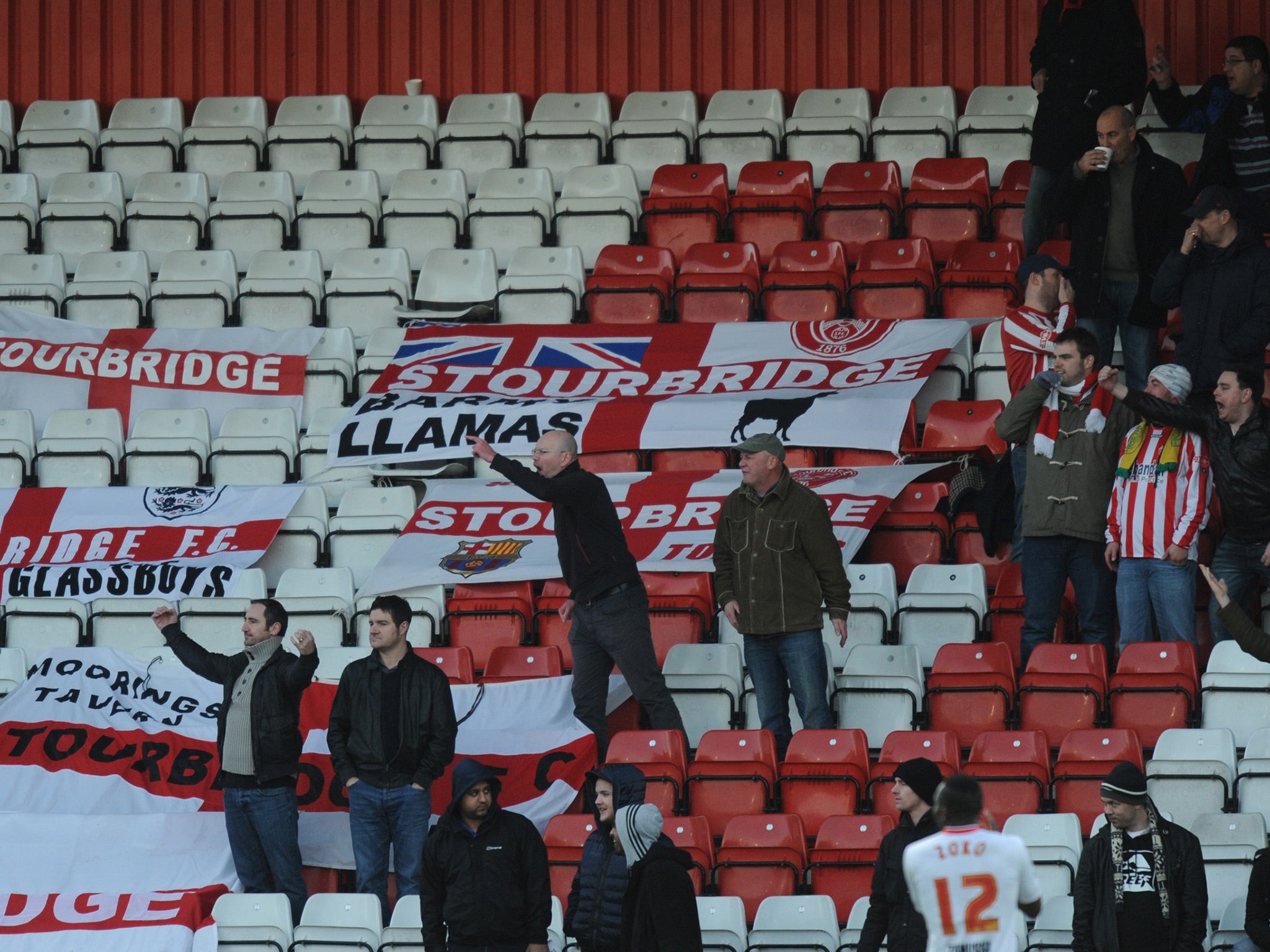 Stourbridge's supporters at the second round tie at Stevenage in 2013