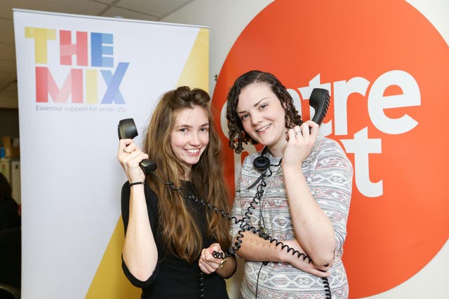 Centrepoint and The Mix have joined forces for the Young and Homeless Helpline. On the the phones: Tess, from The Mix (left), and Grace from Centrepoint.