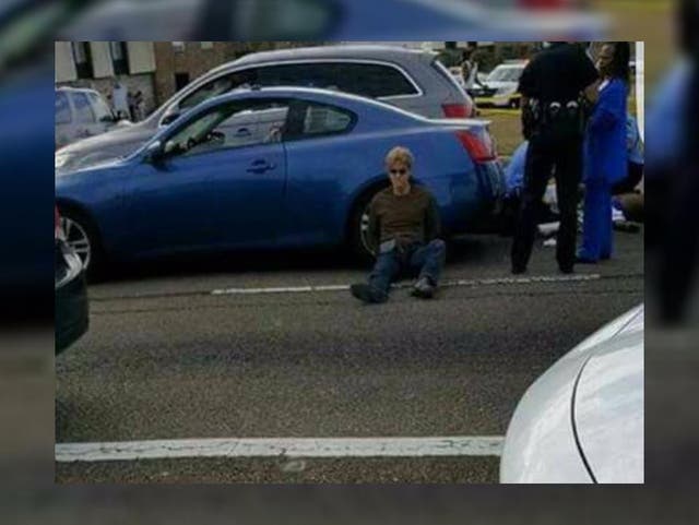 Image shared on social media of the suspect in the aftermath of the shooting <em>Nick M/Twitter</em>