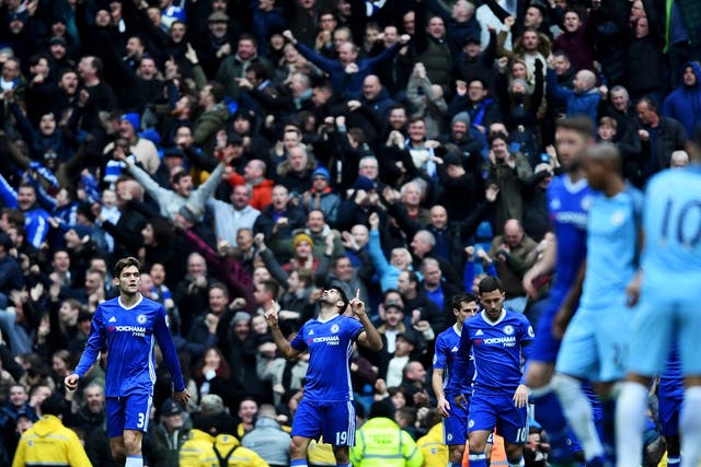 Diego Costa celebrates his goal for Chelsea