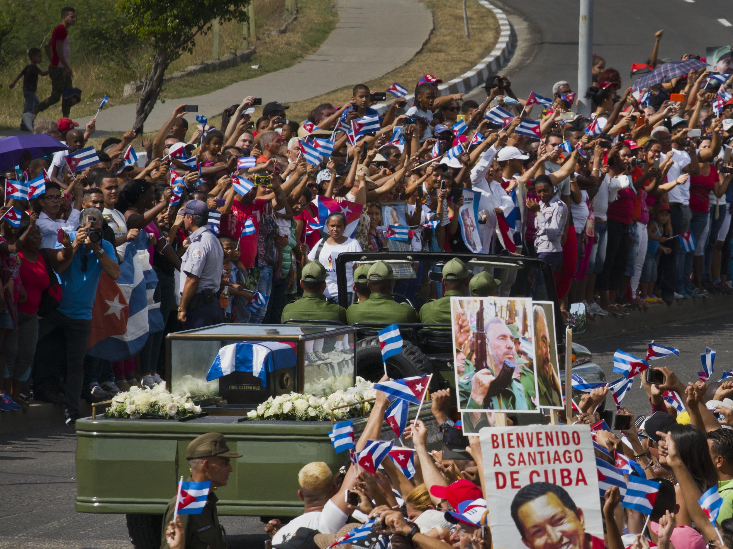 The convoy carrying the ashes of Cuba's leader Fidel Castro arrive in Santiago, Cuba