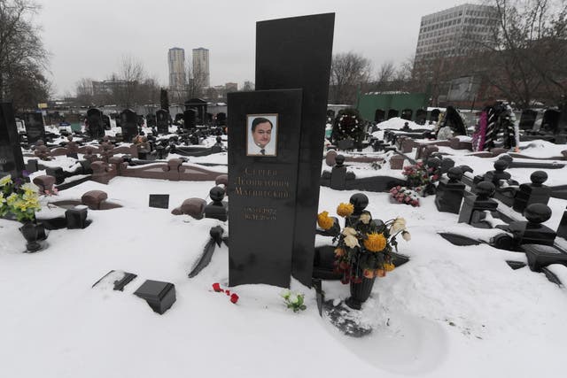 The grave of lawyer Sergei Magnitsky who died after exposing Russian corruption