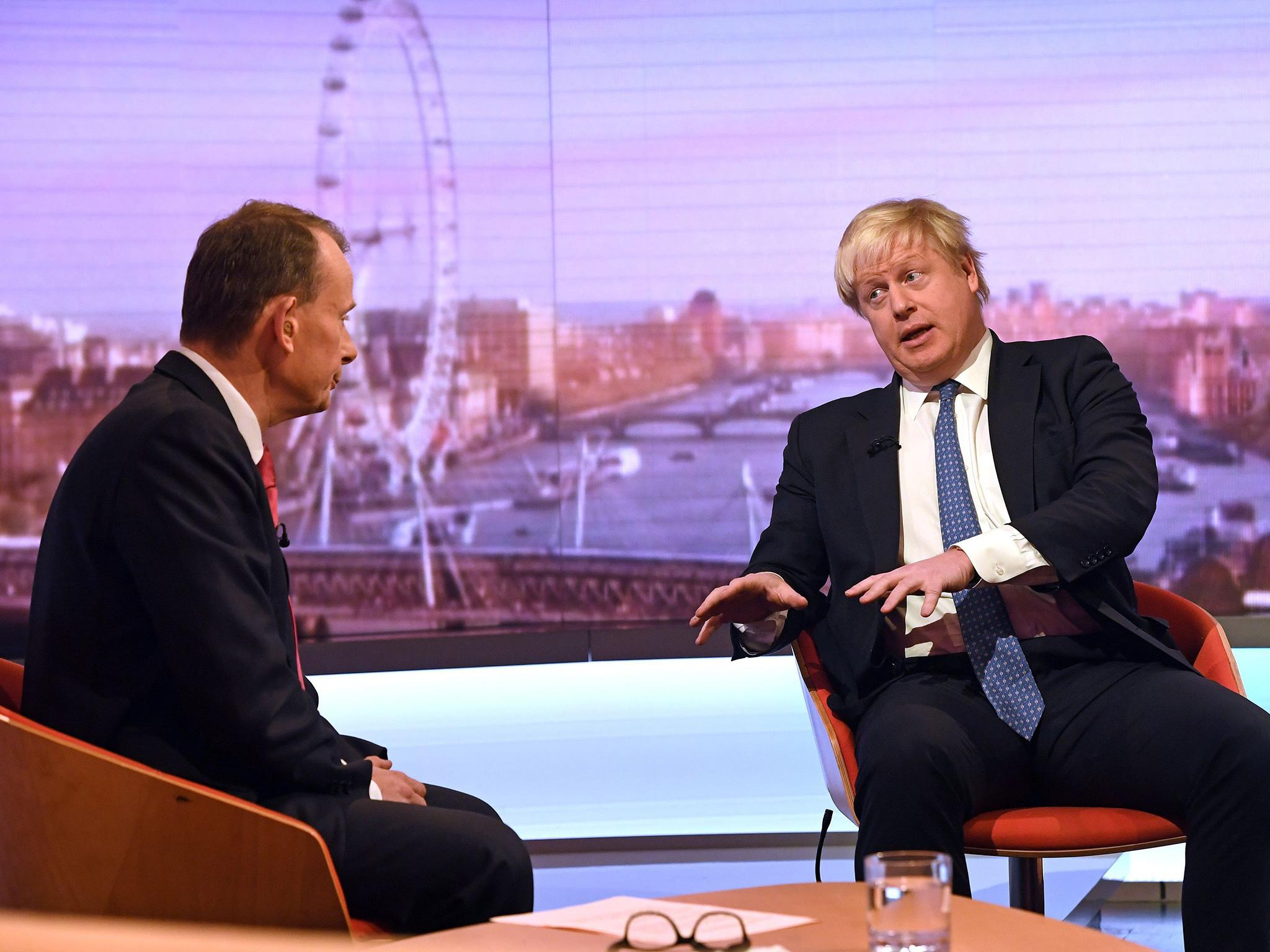 Foreign Secretary Boris Johnson struggled to find the right words to defend arms sales to Saudi Arabia on the BBC's 'Andrew Marr Show'