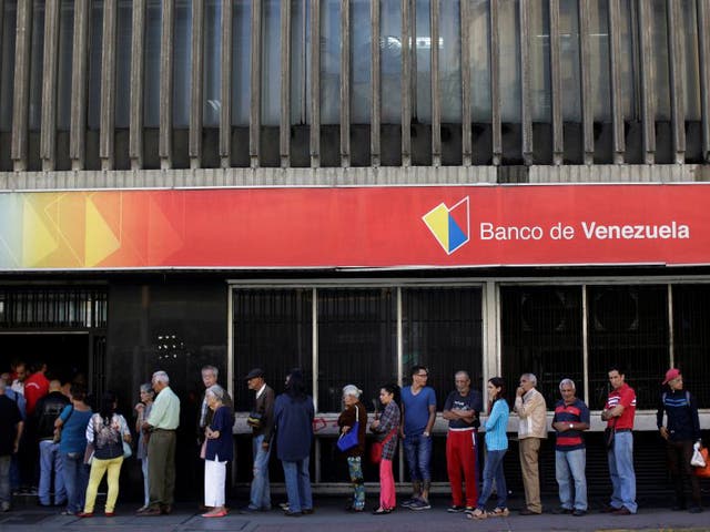 A bank in the Venezuelan capital, Caracas. The country has only $10bn in reserves left
