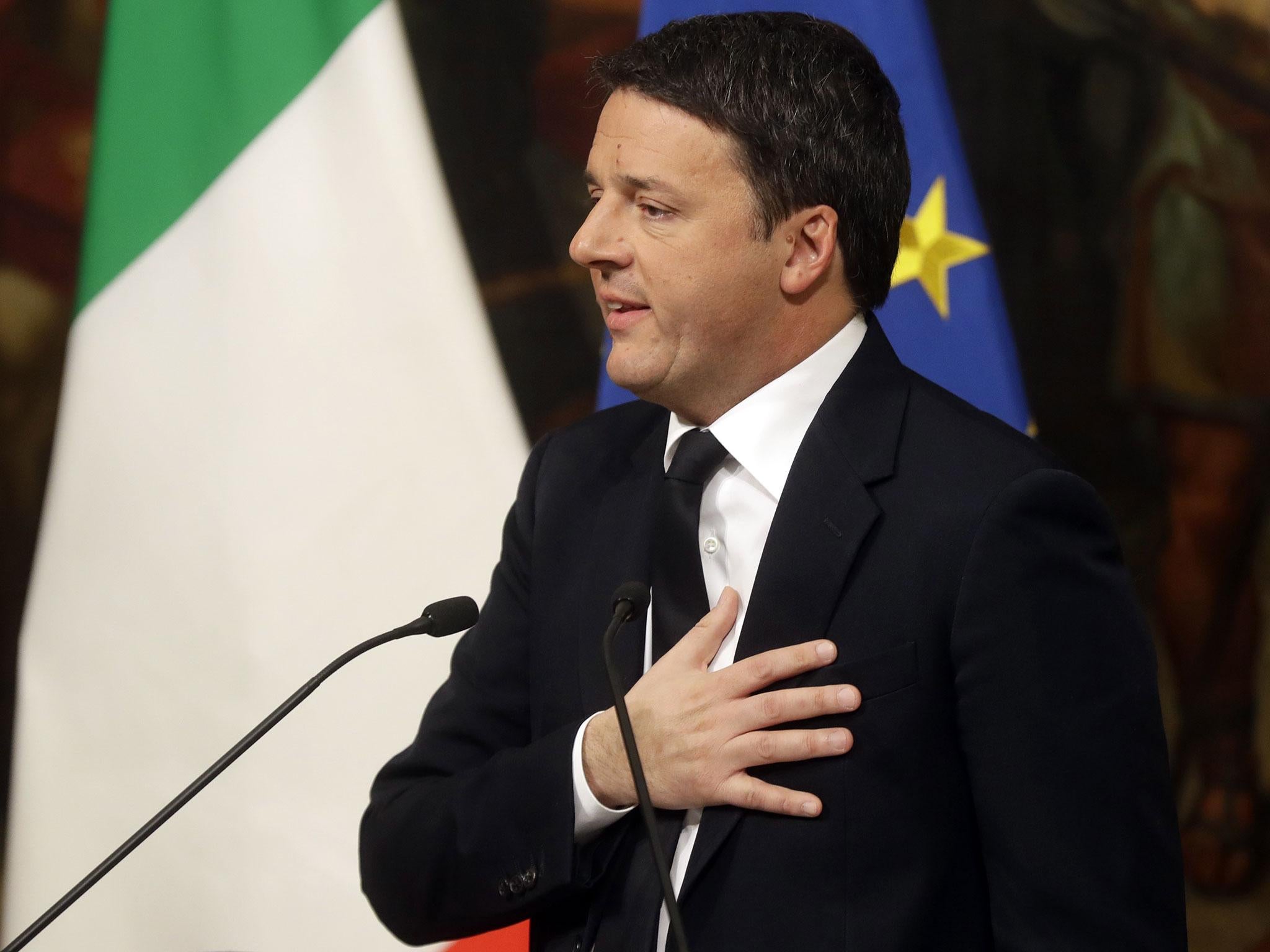 Italy's Prime Minister Matteo Renzi announces his resignation after a heavy defeat in a referendum on constitutional reforms, shortly after midnight on 5 December, 2016