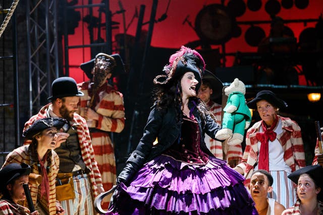 Anna Francolini as Captain Hook is a magnificently frightening and pathetic crone