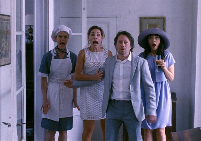 A scene from 'The Son of Joseph' starring former Bond villain, Mathieu Amalric (centre), as the womanising father, Oscar Pormenor