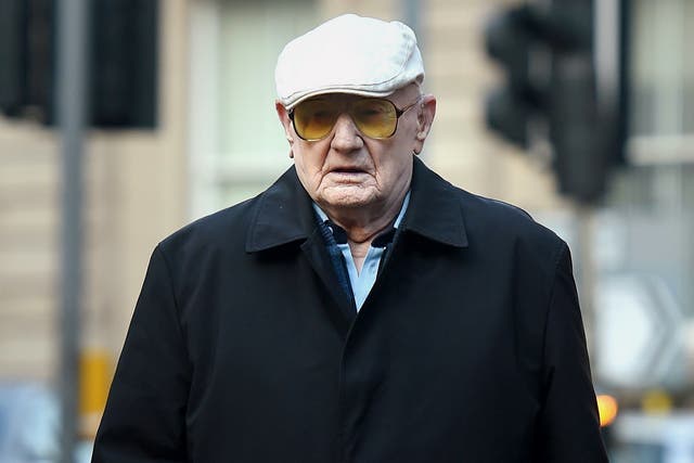 Former lorry driver Ralph Clarke, 101, thought to be the oldest defendant in British legal history, arriving at Birmingham Crown Court where he is due to go on trial accused of a string of historical sexual offences
