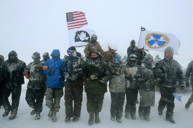 Clashes with police turned violent in December, when around 1,000 veterans formed a human shield between police and 'water protector' protesters