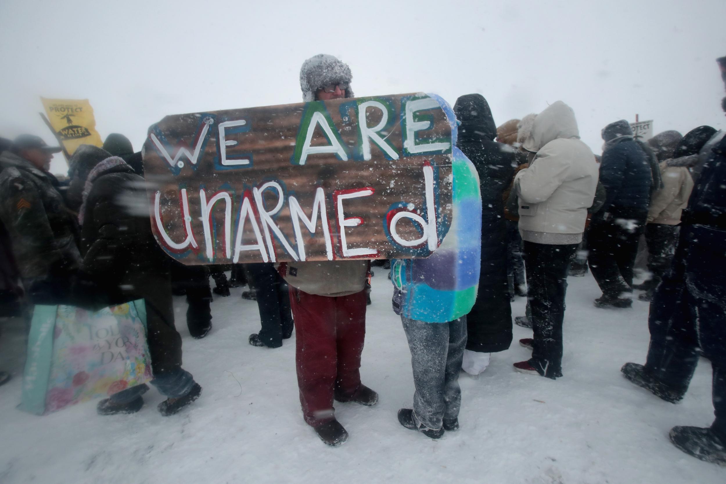 Protesters at the Standing Rock reservation