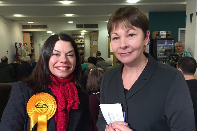 Green Party joint leader Caroline Lucas (right) backed the Liberal Democrats' Sarah Olney (left) in the Richmond Park by-election