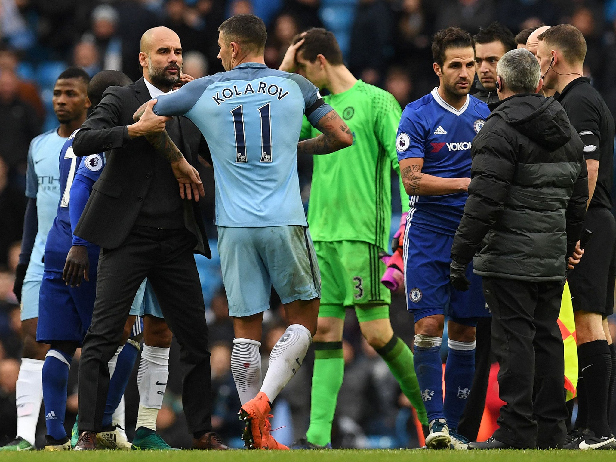 Guardiola did not notice Fabregas in the mass of bodies around Taylor at full-time