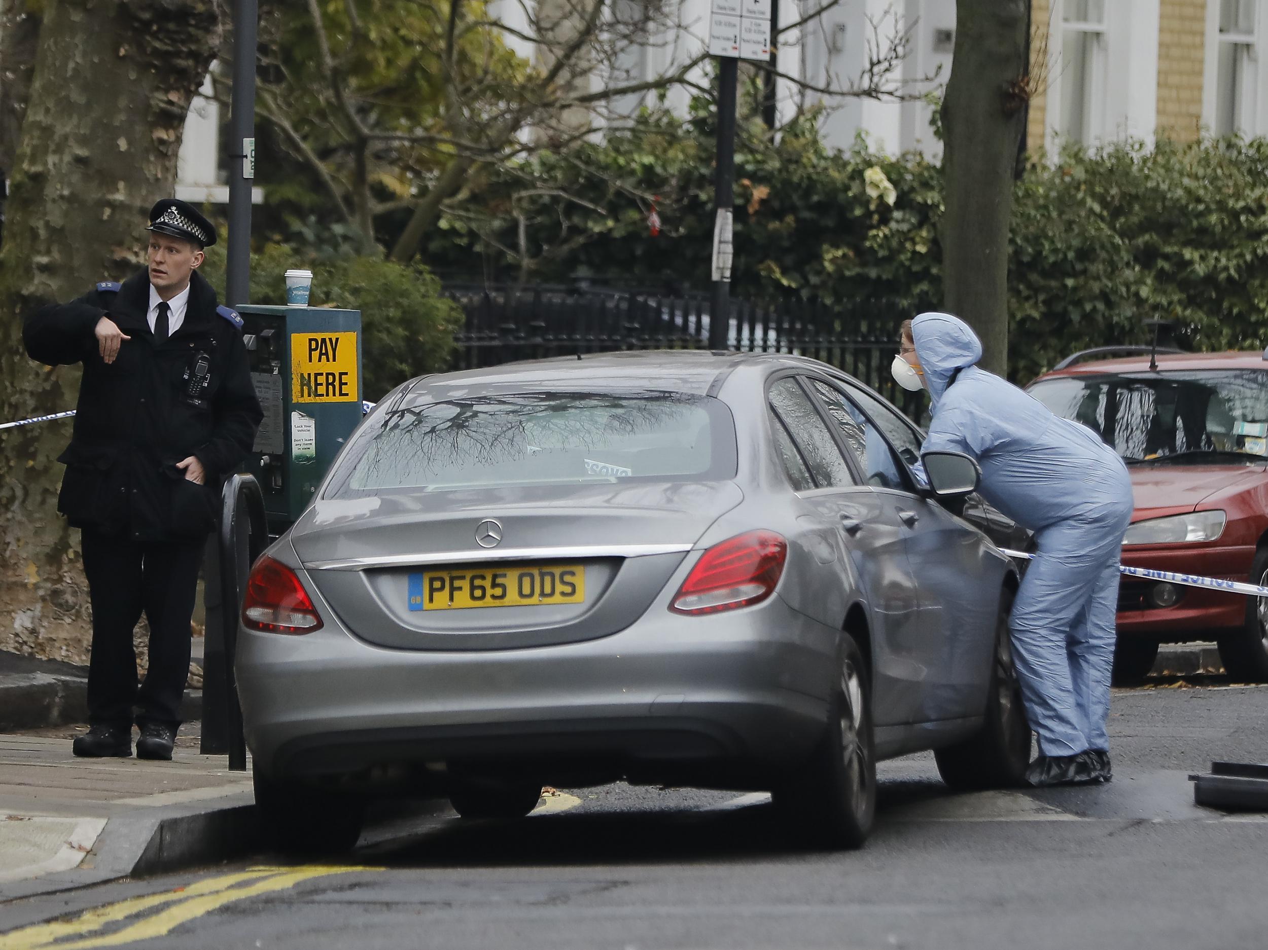 Police forensics at the scene of the shooting in Fulham