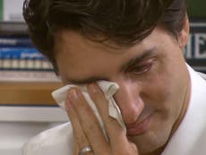 Justin Trudeau cries as he is reunited with Syrian refugee