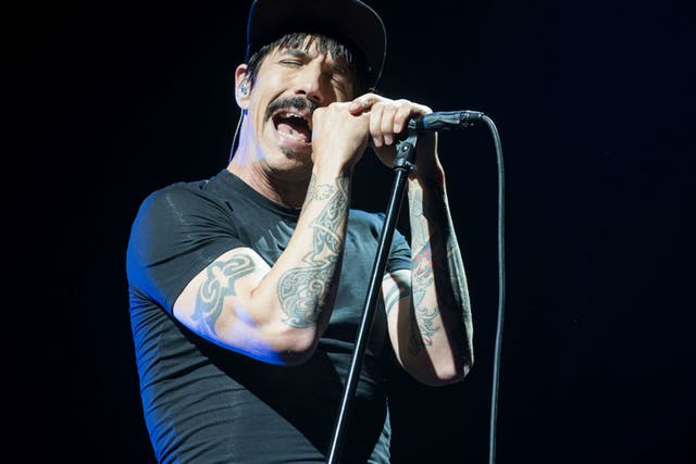 Red Hot Chili Peppers’ Anthony Kiedis performing on stage at the O2 in London