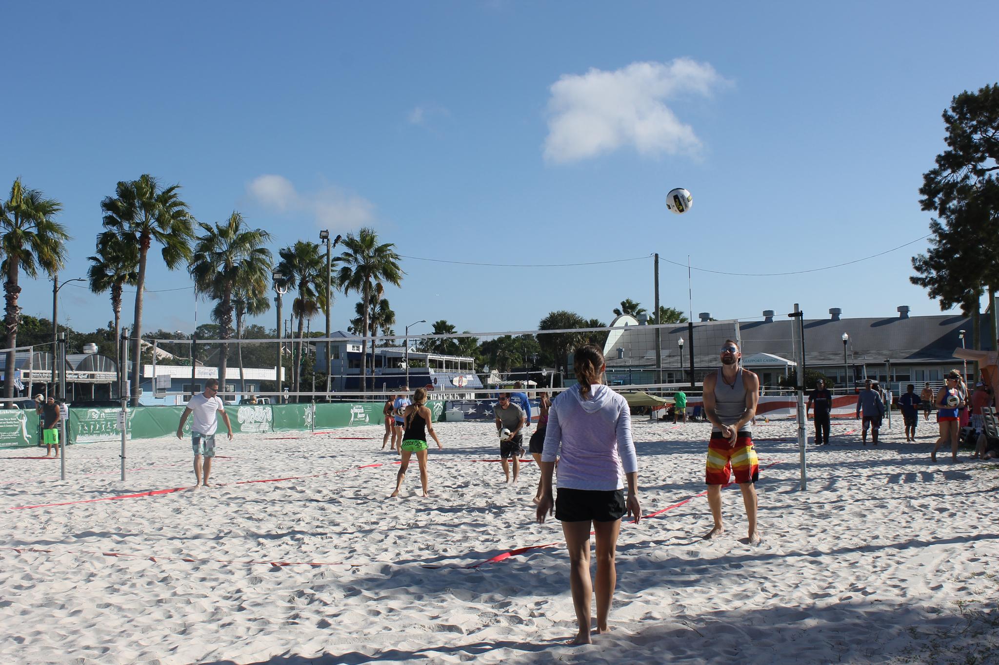 Volleyball at the more stylish end of the bay