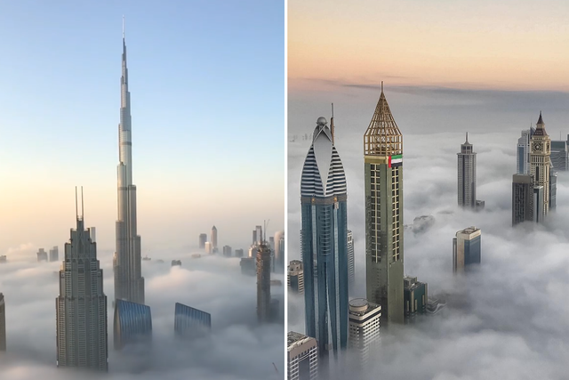 The Crown Prince of Dubai shared images of skyscrapers looming over a sea of fog