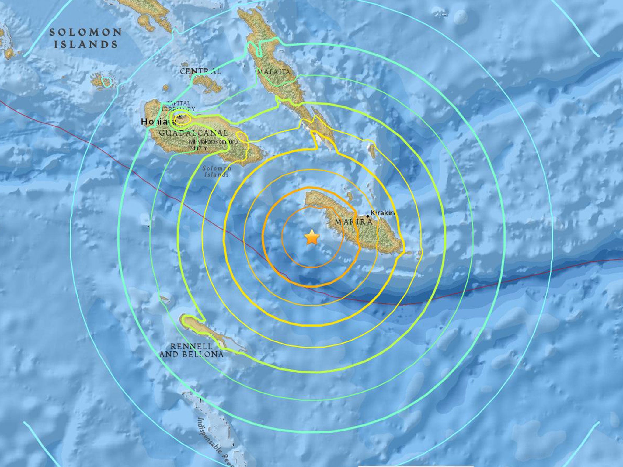 A 7.7 magnitude earthquake struck off the coast of the Solomon Islands on 8 December
