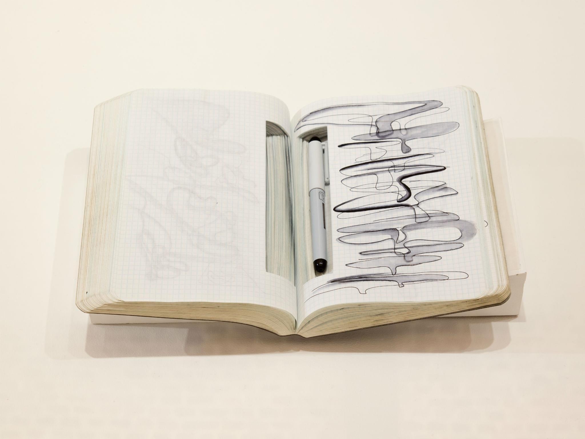 One of Zara Hadid’s notebooks, exhibited at the Serpentine Gallery in Zara Hadid: Early Paintings and Drawings