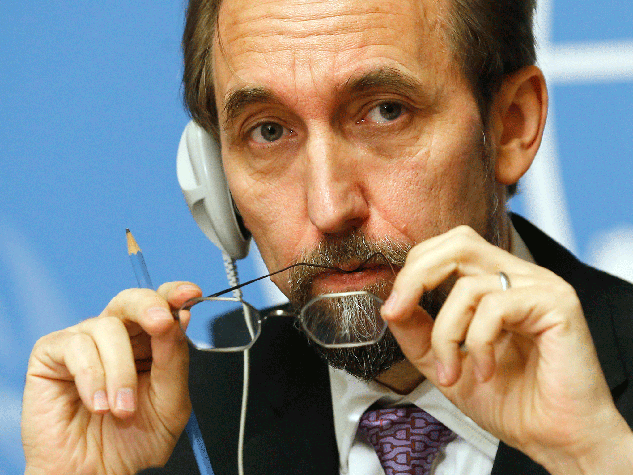 Surrey-educated Jordanian Prince Zeid, pictured at a Geneva conference in October, said 2016 was disastrous