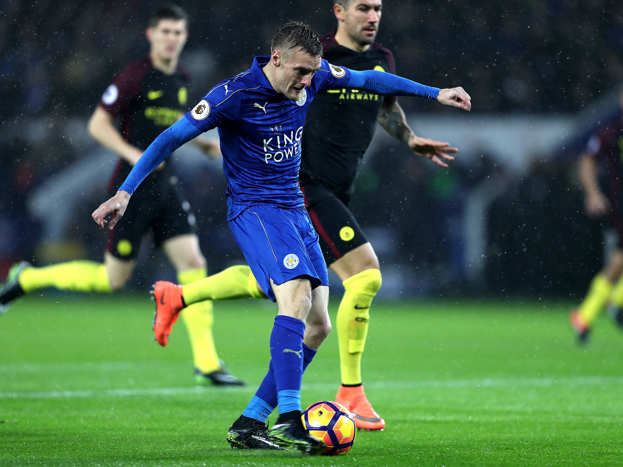 Vardy struck after just three minutes to give Leicester the lead