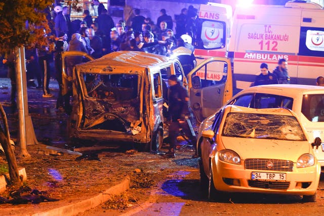 The scene in Istanbul after a bomb was detonated next to a police bus