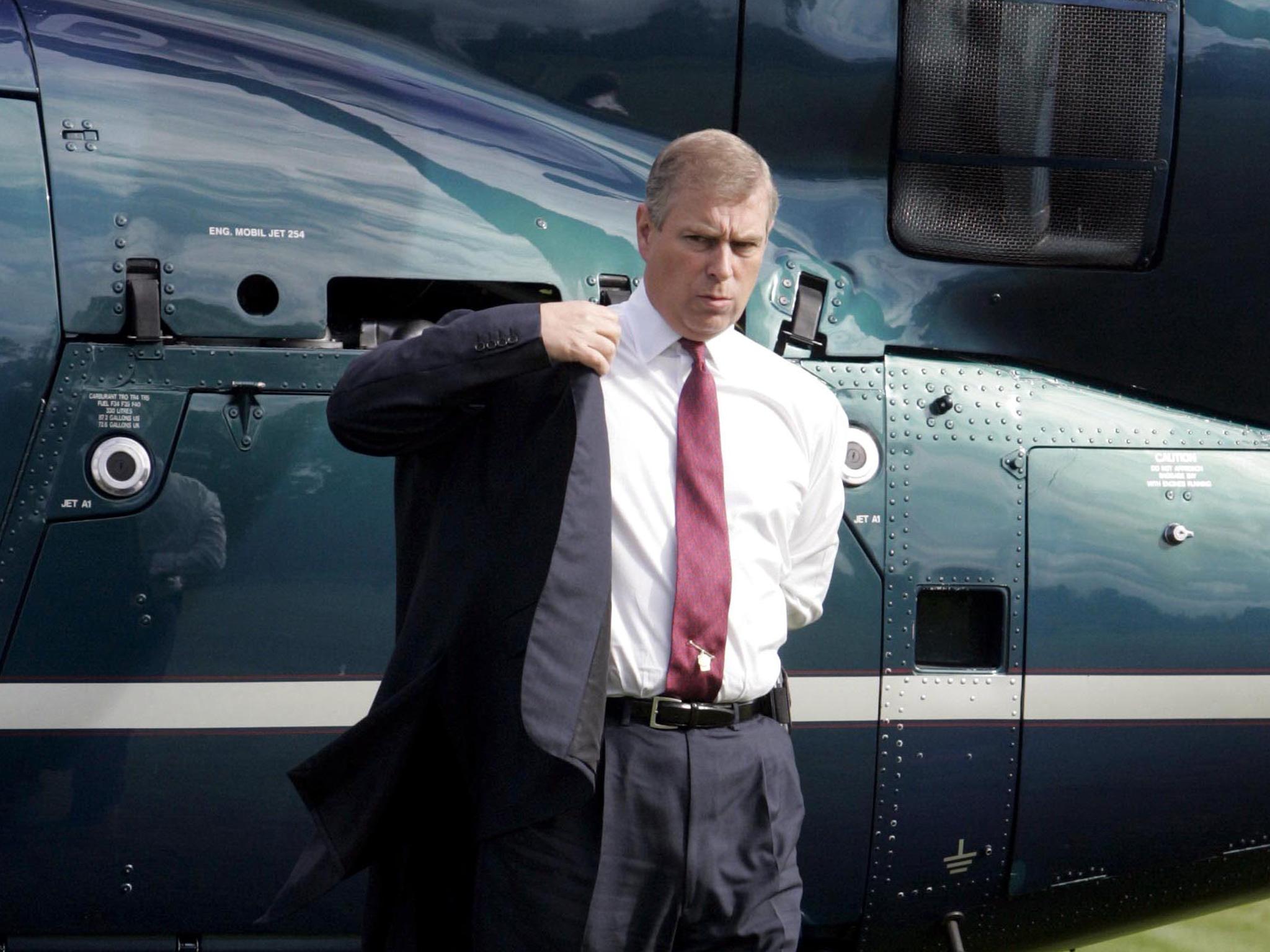 Prince Andrew has been dubbed 'Air Miles Andy' by the UK press for his love of expensive travel (file photo)