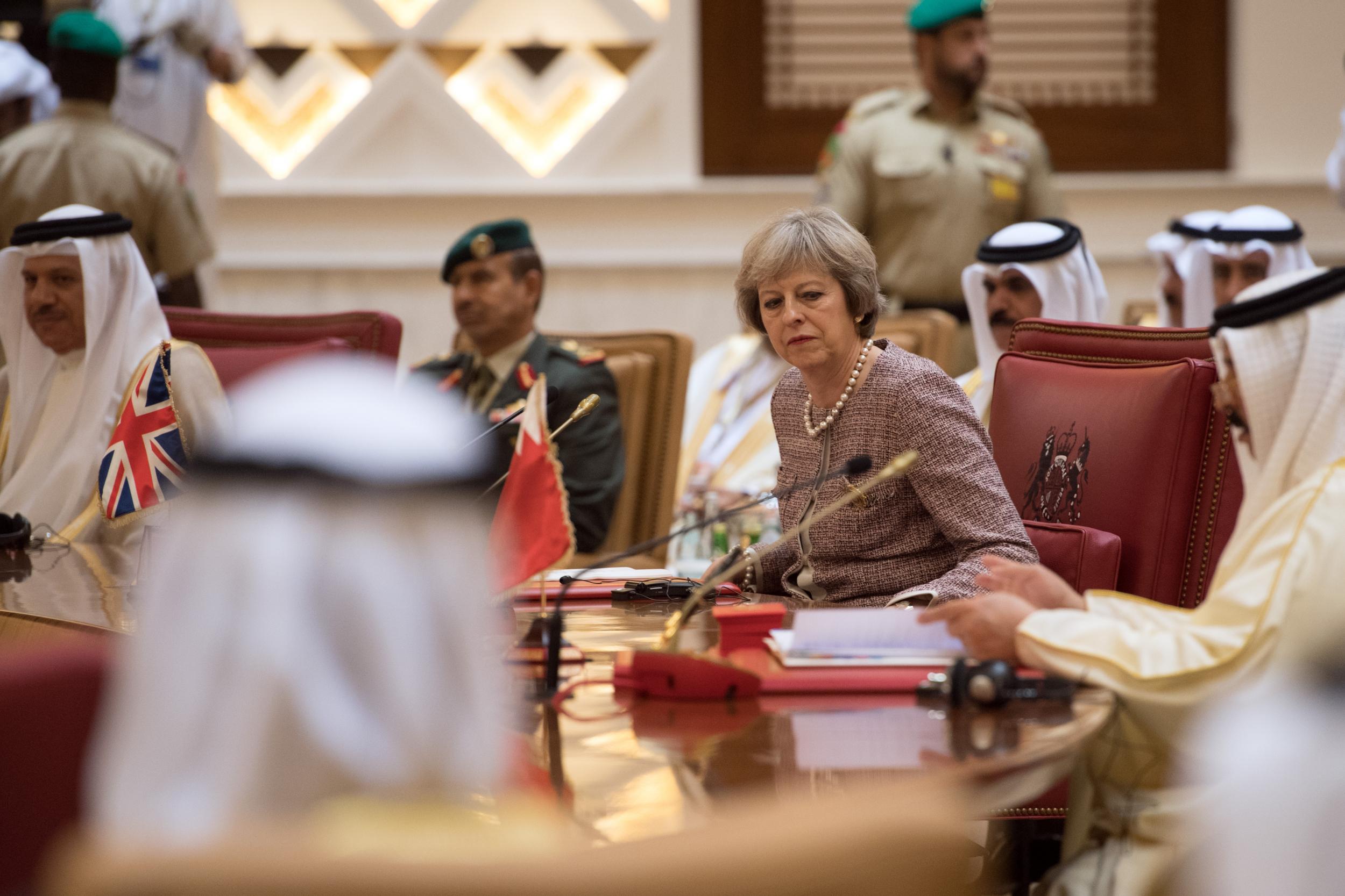 Theresa May discussed the Yemeni conflict during an annual meeting of Gulf leaders in Bahrain last month